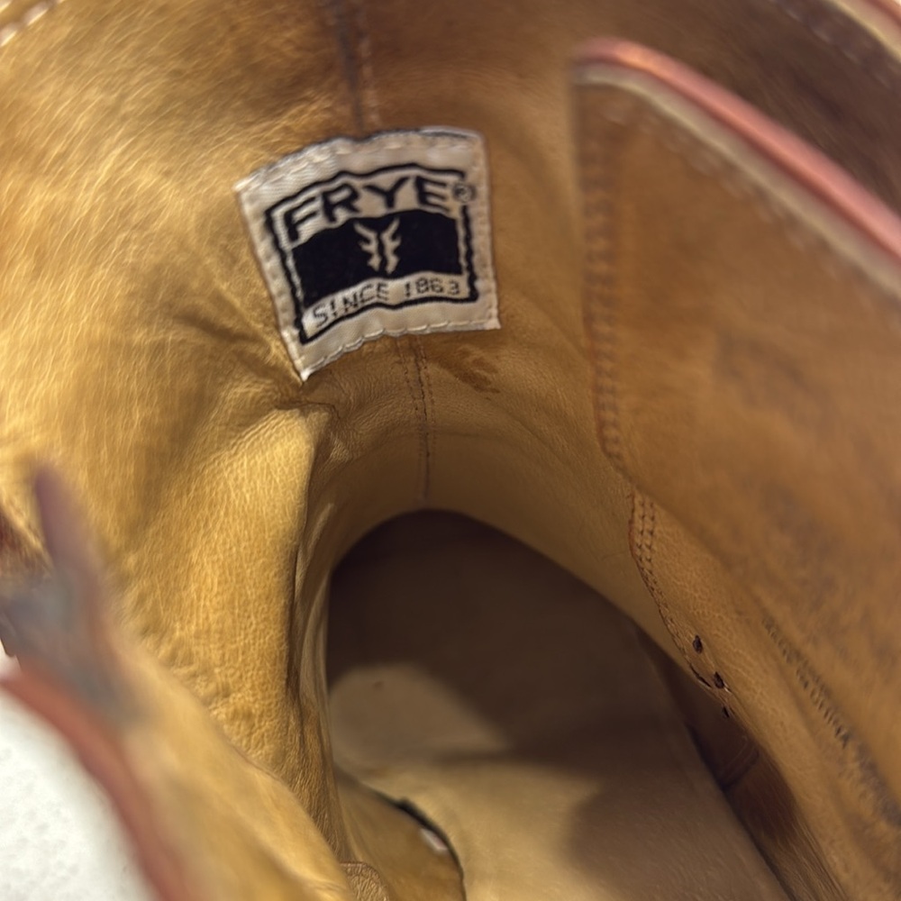 FRYE Patty Riding Bootie Redwood Leather High Heel Boots 7.5 - Picture 11 of 16